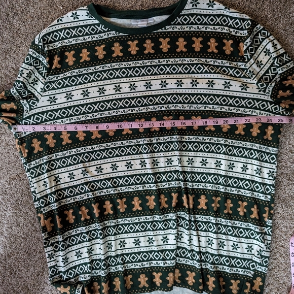LC Lauren Conrad Gingerbread Jammies PJ set Pajama Set Fairisle Dark Green Sz XL - Picture 6 of 12